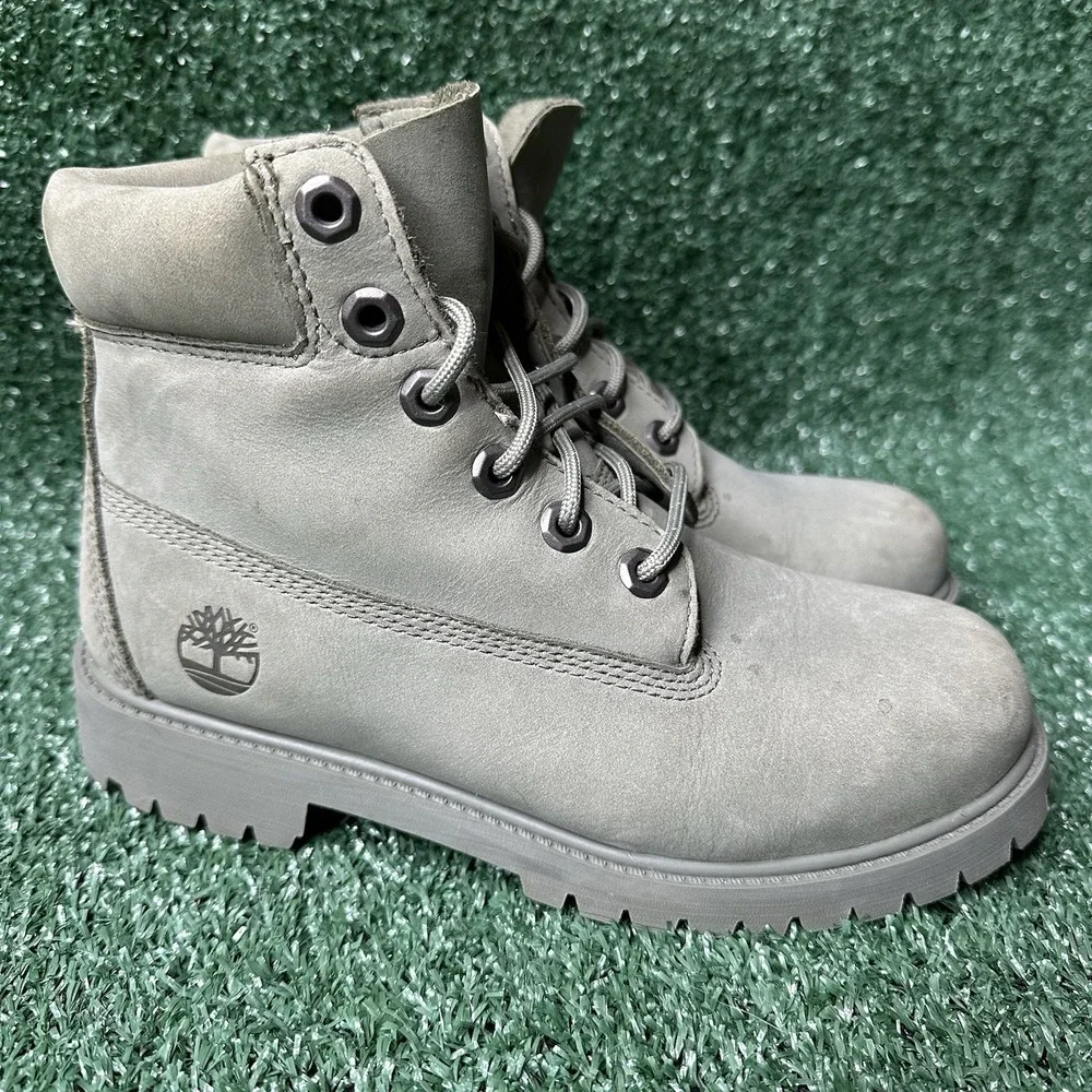Timberland Kids Youth 4.5 Green Combat Lace Up Boots Hiking Snow Outdoor